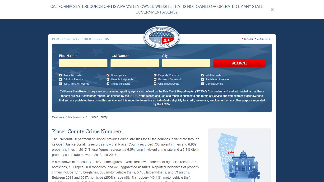 Placer County Arrest, Court, and Public Records | StateRecords.org